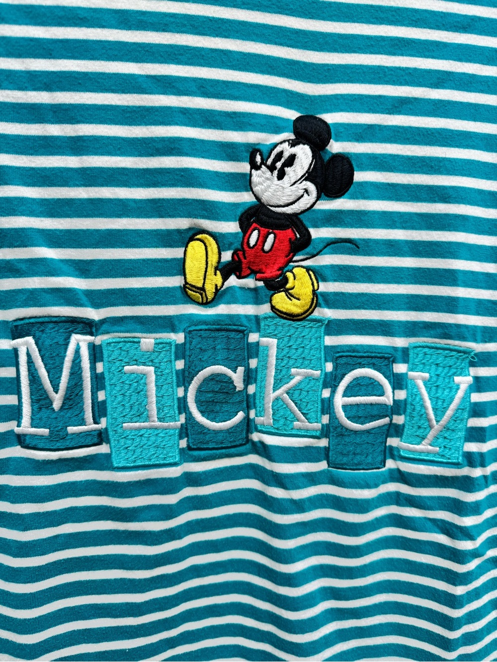 Vintage Mickey Striped Teal T-Shirt - Picture 2 of 4